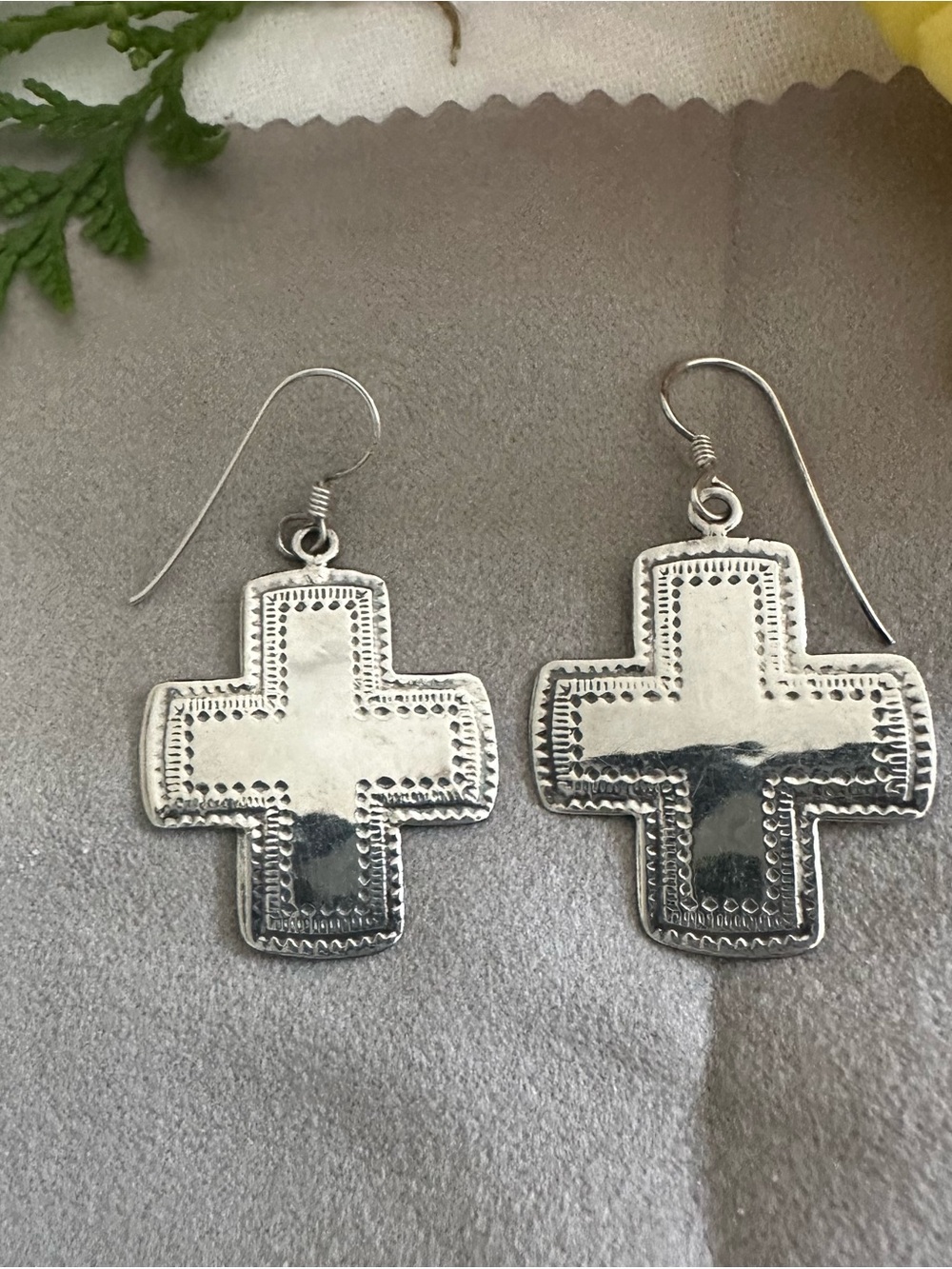 Sterling Silver Cross Drop Earrings - Silver